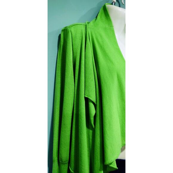 Aldo Martins Cascading Open Front Cardigan with Back Tie, Lime Green, Size 8 - Picture 2 of 5
